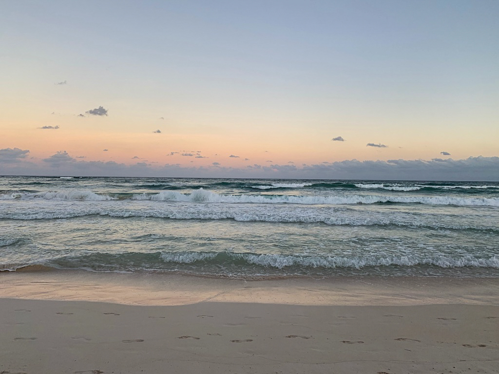 Sunset over the sea in Tulum